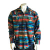 Men's Serape Pattern Fleece Western Shirt in Multi-Color Turquoise