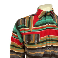 Men's Serape Pattern Fleece Western Shirt in Brown & Green