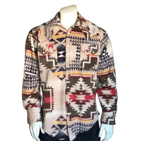 Men's Native Pattern Fleece Western Shirt in Tan & Brown