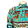 Men's Native Pattern Fleece Western Shirt in Turquoise & Red