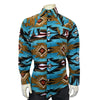 Men's Native Pattern Fleece Western Shirt in Turquoise & Brown