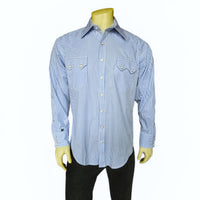 Men's Fine Blue Stripe Western Shirt
