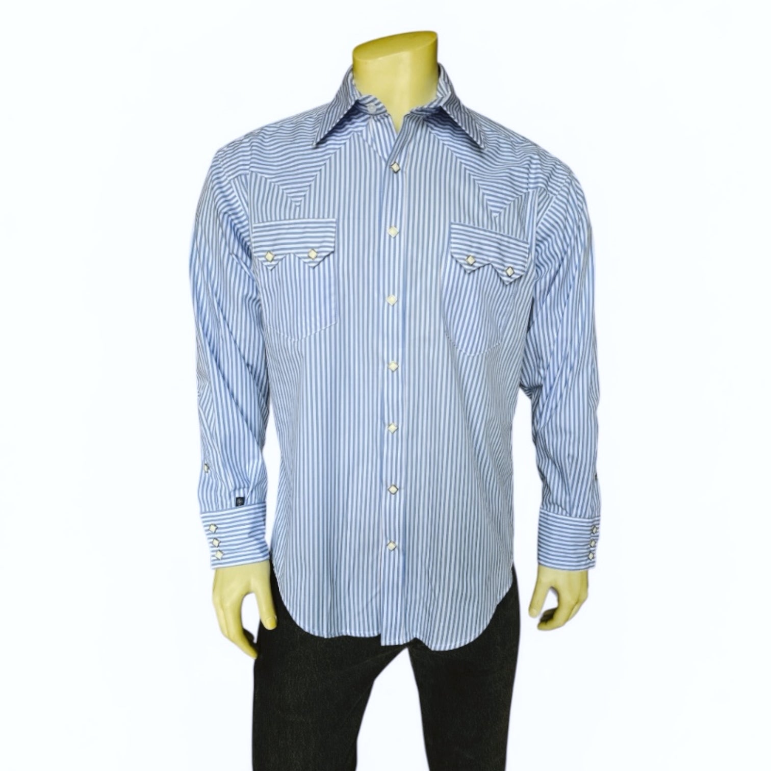 Men's Fine Blue Stripe Western Shirt