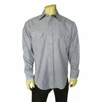 Men's Fine Navy Stripe Western Shirt