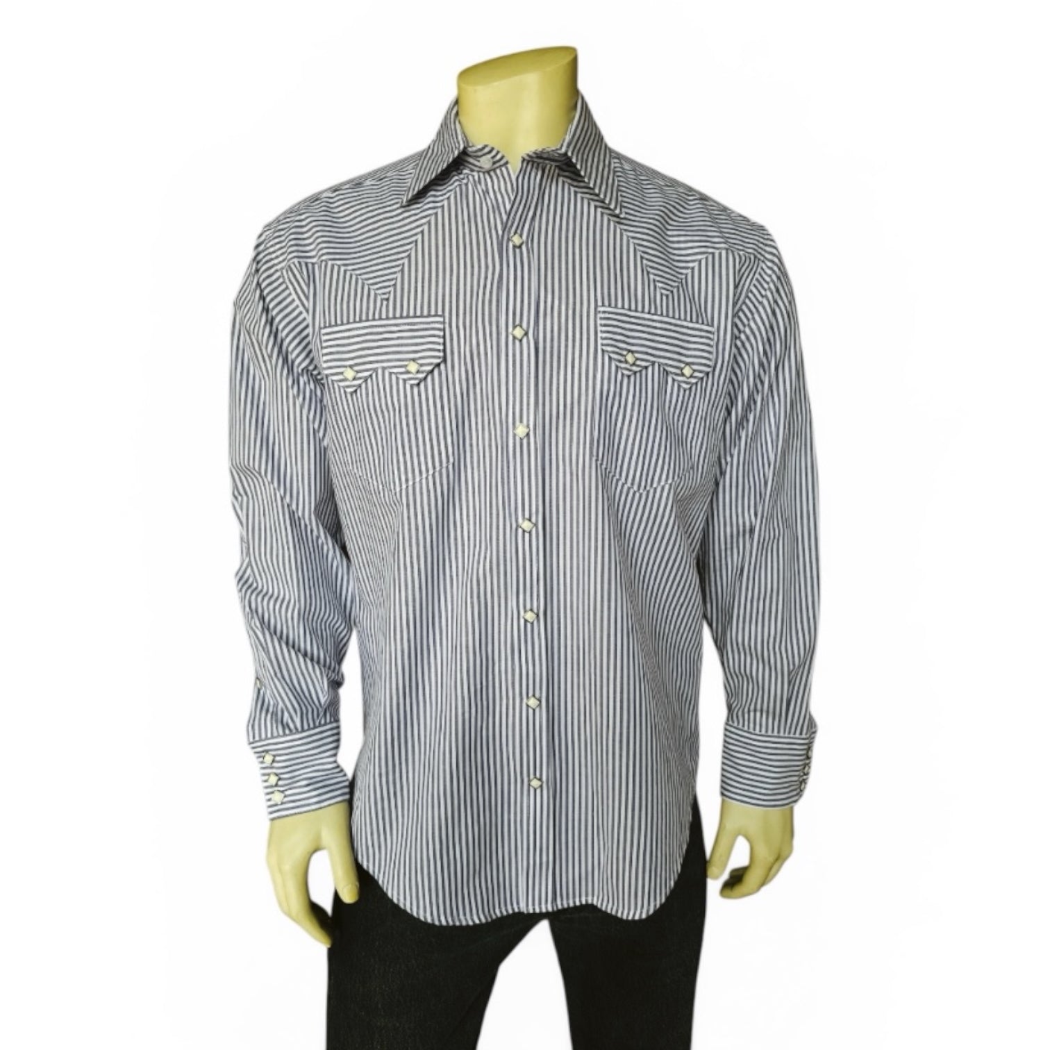 Men's Fine Navy Stripe Western Shirt