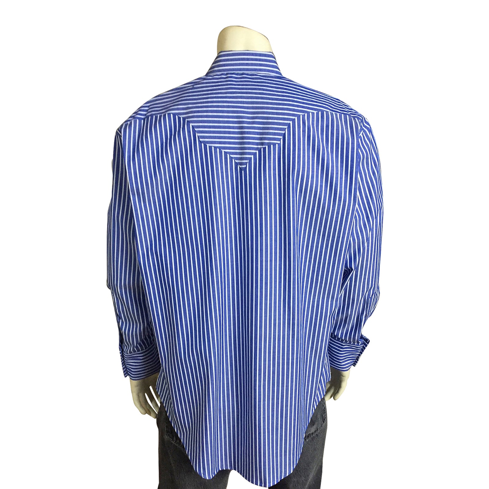 Rockmount Men's Fine Cotton Stripe Western Dress Shirt in Blue