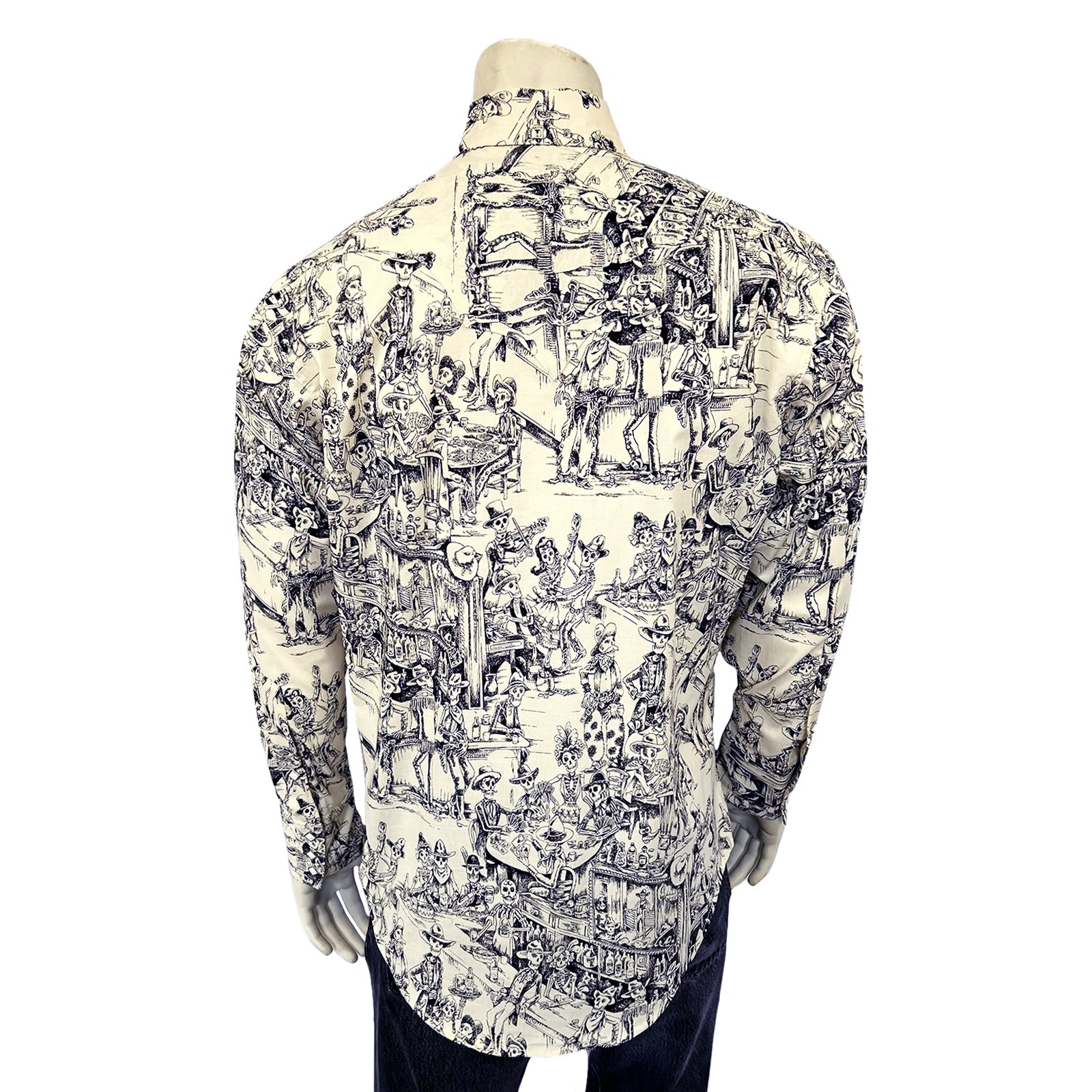 Men's Deadwood Saloon Western Print Shirt in Black & White