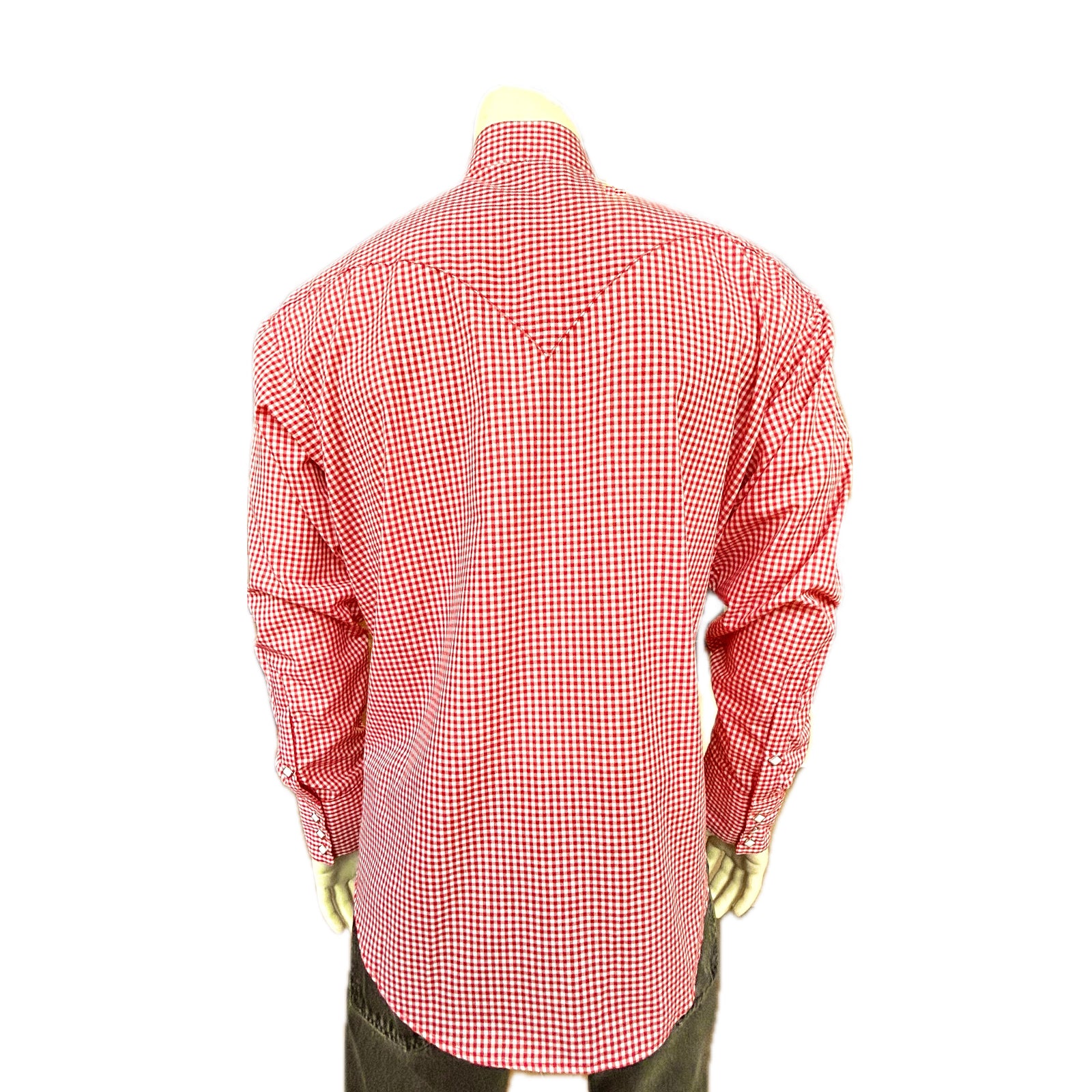 Men's Slim Fit Red Gingham Check Western Shirt