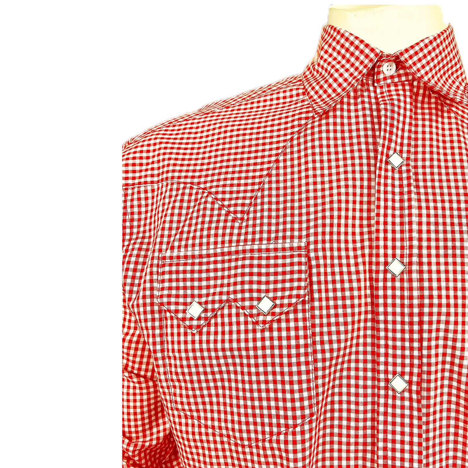 MO-CH-S-RD: 1/12 open front Short sleeve checker shirt for 6 Slim body -  Red