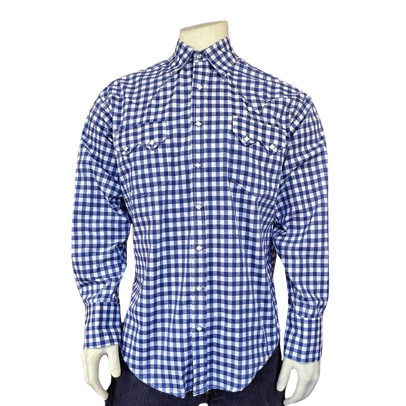 Navy blue gingham shirt best sale