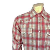 Men's Shadow Plaid Dobby Lurex Western Shirt in Red