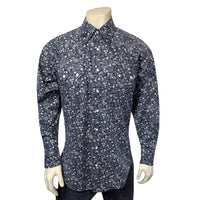 Men's Long Sleeve Navy Floral Print Western Shirt