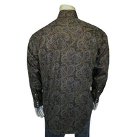 Men's Ornate Paisley Print Western Shirt in Brown