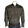 Men's Ornate Paisley Print Western Shirt in Brown