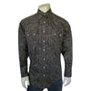 Men's Ornate Paisley Print Western Shirt in Brown