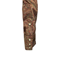 Men's Ornate Paisley Print Western Shirt in Burgundy