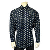 Men's Bison Skulls Print Western Shirt in Navy