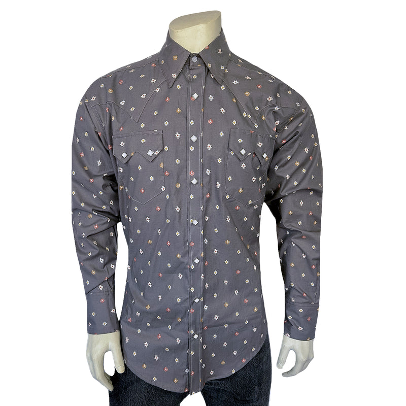 Men's Greige Native Print Western Shirt