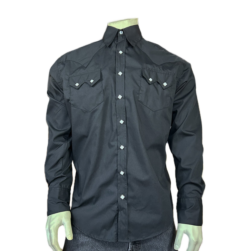 Rockmount Men's Solid Black Cotton Blend Western Shirt