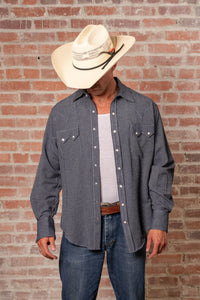Men's Laundered Blue Chambray Premium Cotton Western Shirt