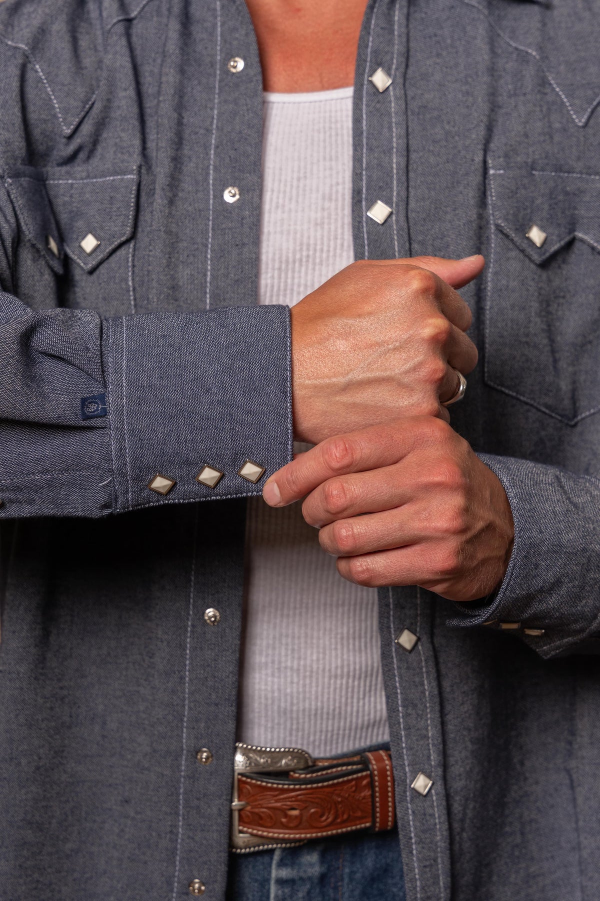 Men's Laundered Blue Chambray Premium Cotton Western Shirt