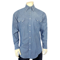 Men's Laundered Blue Chambray Premium Cotton Western Shirt