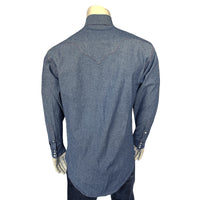 Men's Navy Blue Cotton Chambray Western Shirt