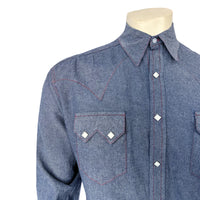 Men's Navy Blue Cotton Chambray Western Shirt