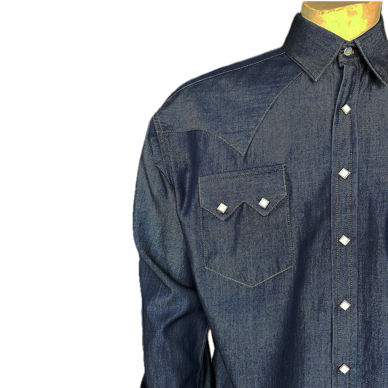 Men's Slim Fit Tencel Denim Western Shirt