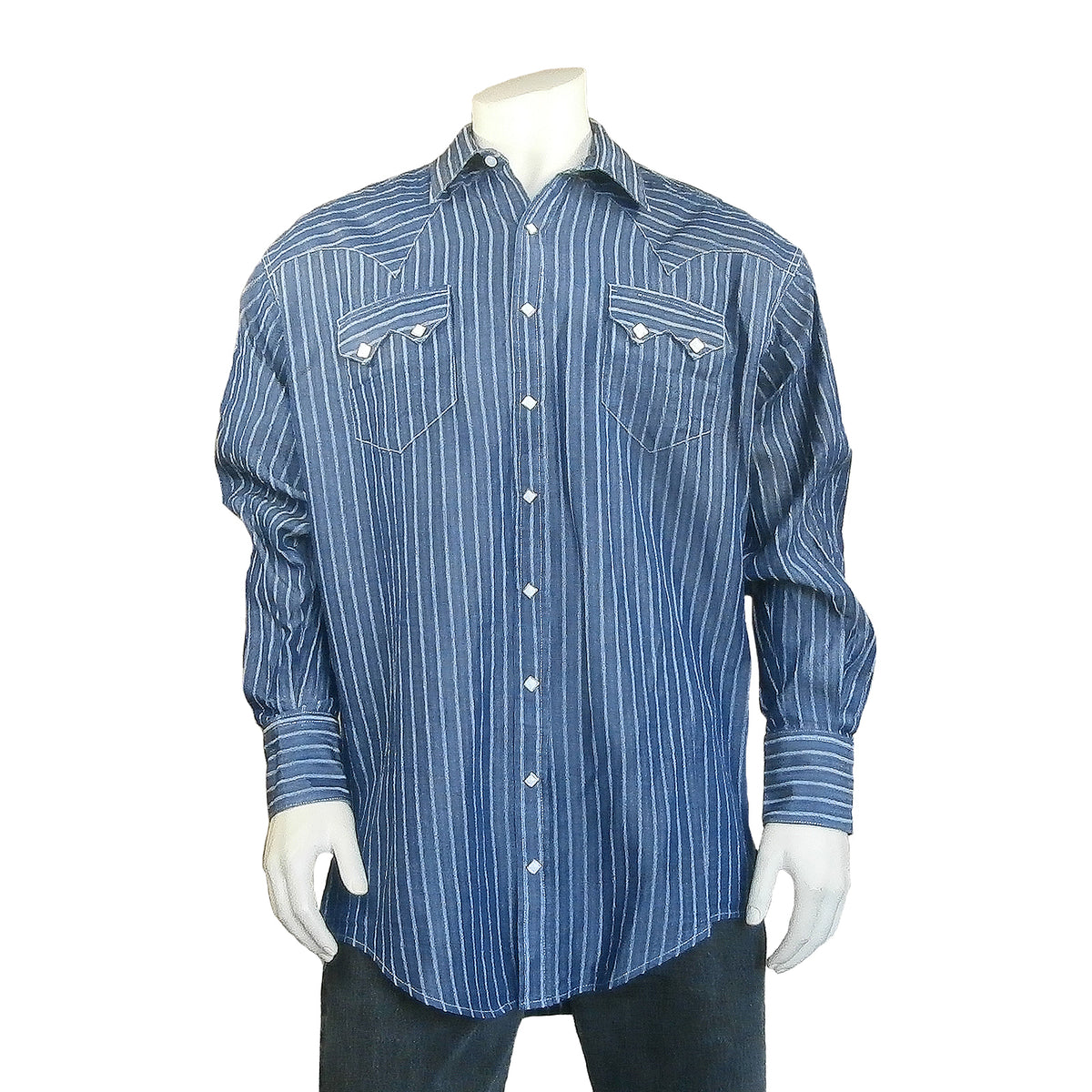 Men's Signature Denim Pinstripe Western Shirt - Rockmount
