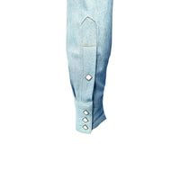 Men's Stonewashed Denim Sawtooth Western Shirt in Sky Blue