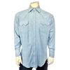 Men's Stonewashed Denim Sawtooth Western Shirt in Sky Blue