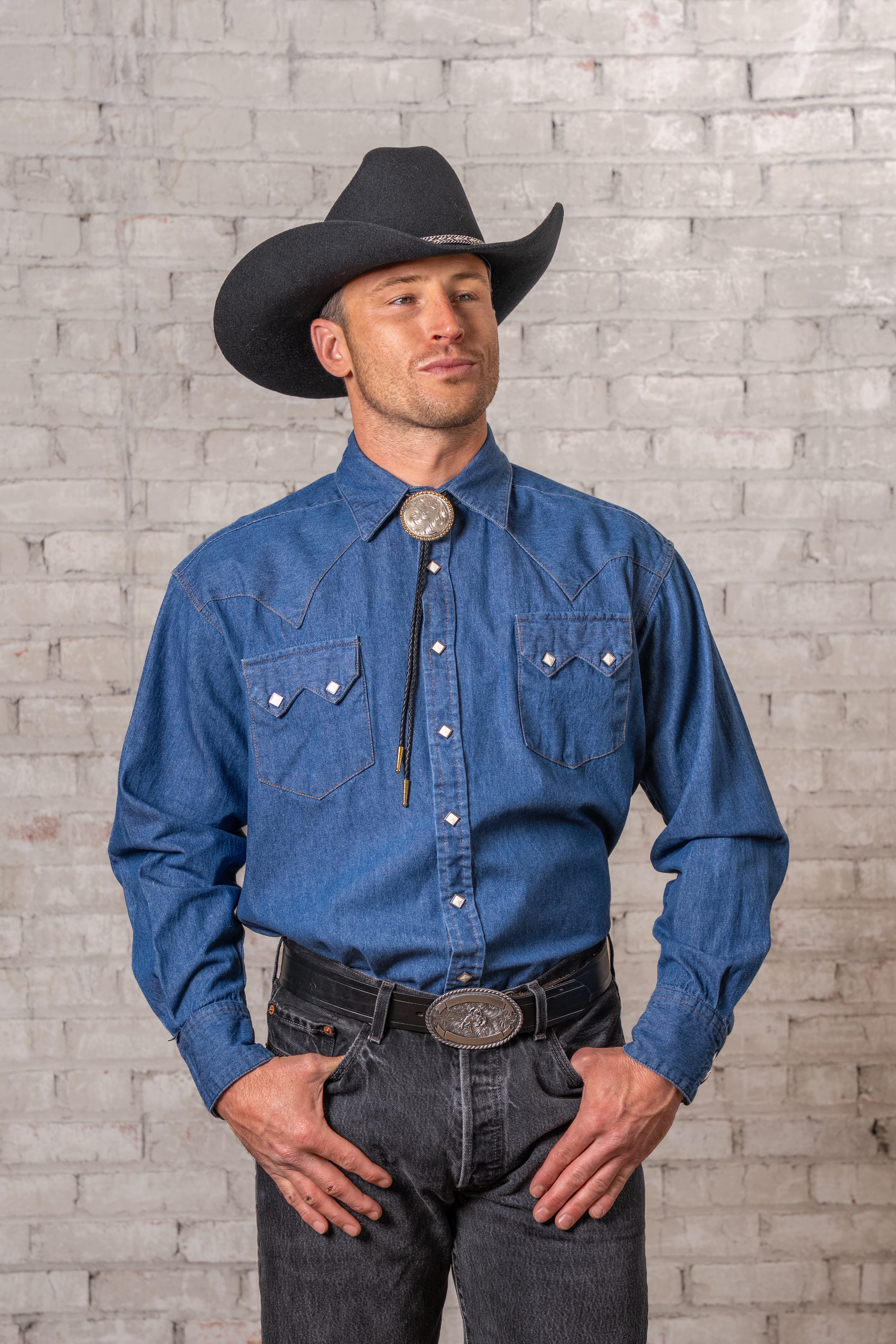 Rockmount Men's Classic Stonewash Denim Western Shirt