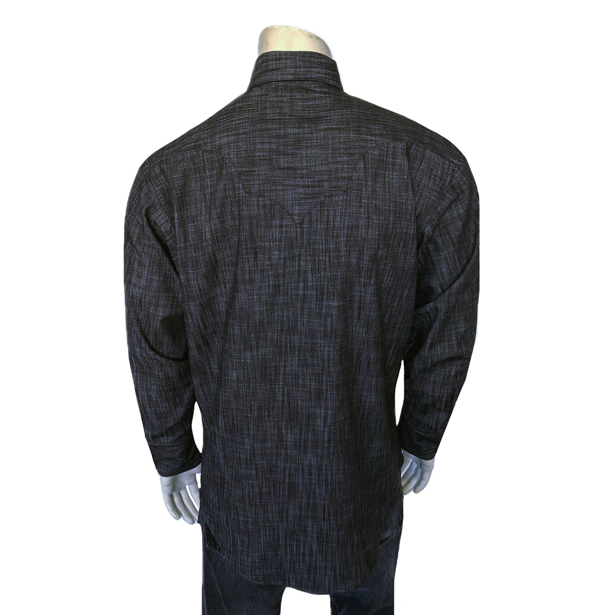 Men's Black Stonewashed Denim Sawtooth Western Shirt