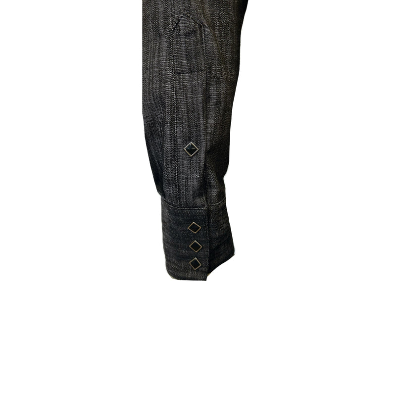 Men's Black Stonewashed Denim Sawtooth Western Shirt