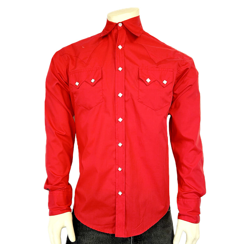 Men's Slim Fit Red Cotton Blend Western Shirt Men's Slim Fit Red Cotton Blend Western Shirt