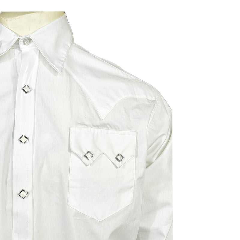 Men's Slim Fit White Cotton Blend Western Shirt