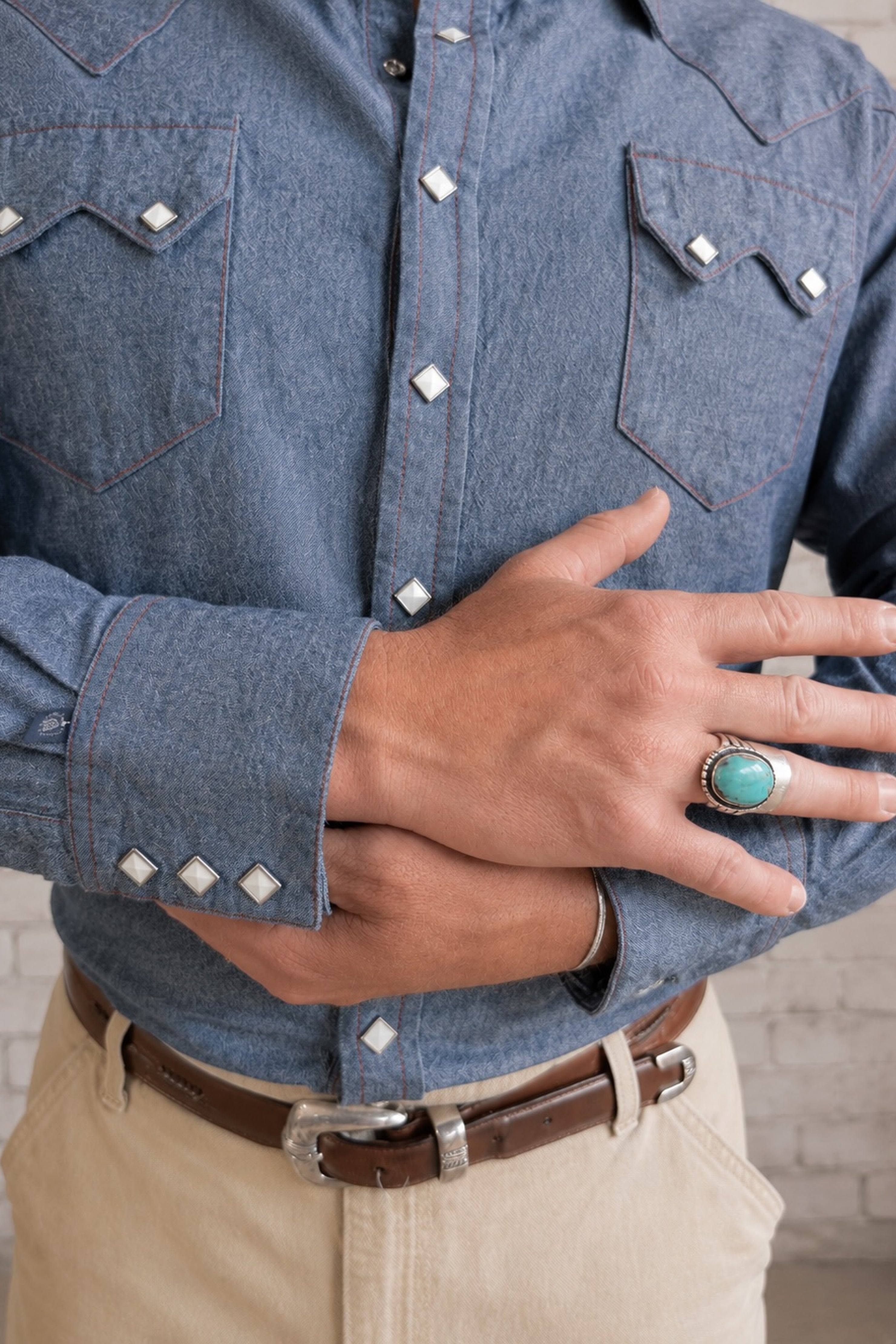 Rockmount Men's Blue Cotton Chambray Western Shirt