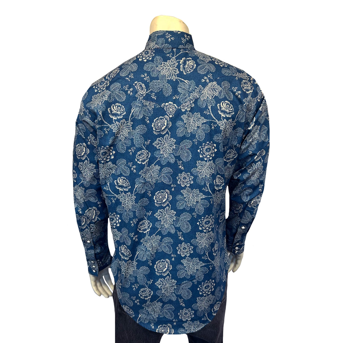 Men's Long Sleeve Navy Floral Print Western Shirt