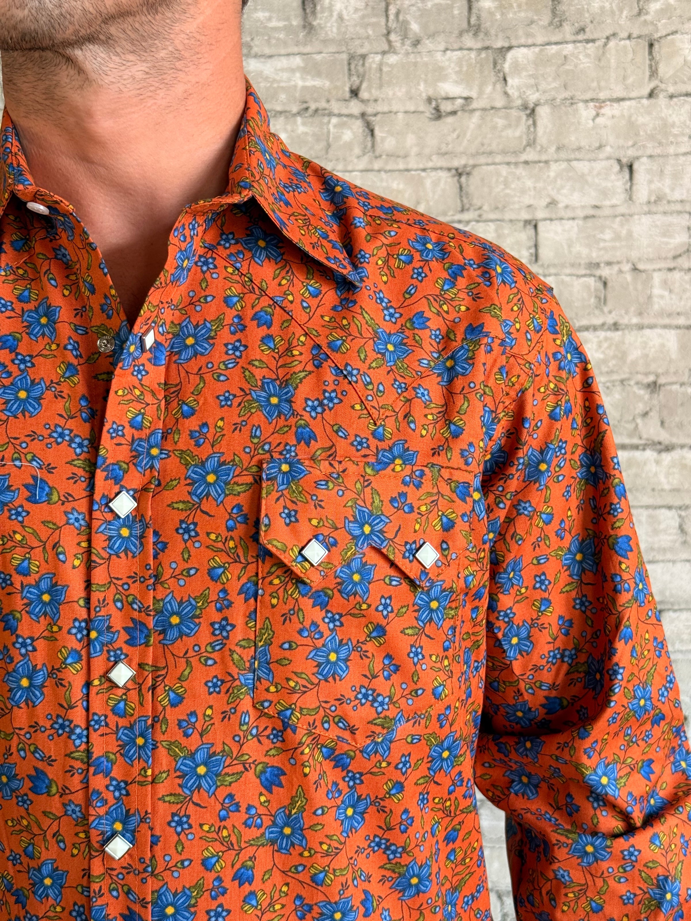 Rockmount Men's Brick Floral Print Western Shirt