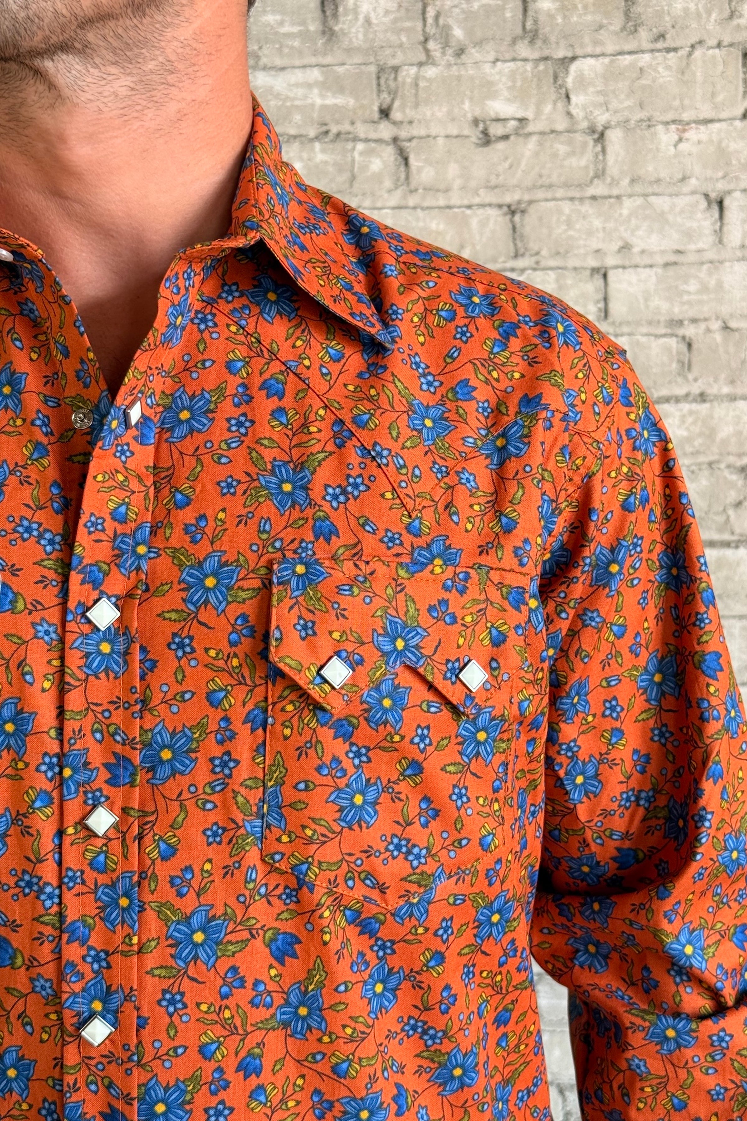 Rockmount Men's Brick Floral Print Western Shirt