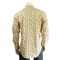 Men's Vintage Yellow Floral Print Western Shirt