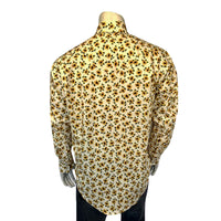 Men's Vintage Yellow Floral Print Western Shirt