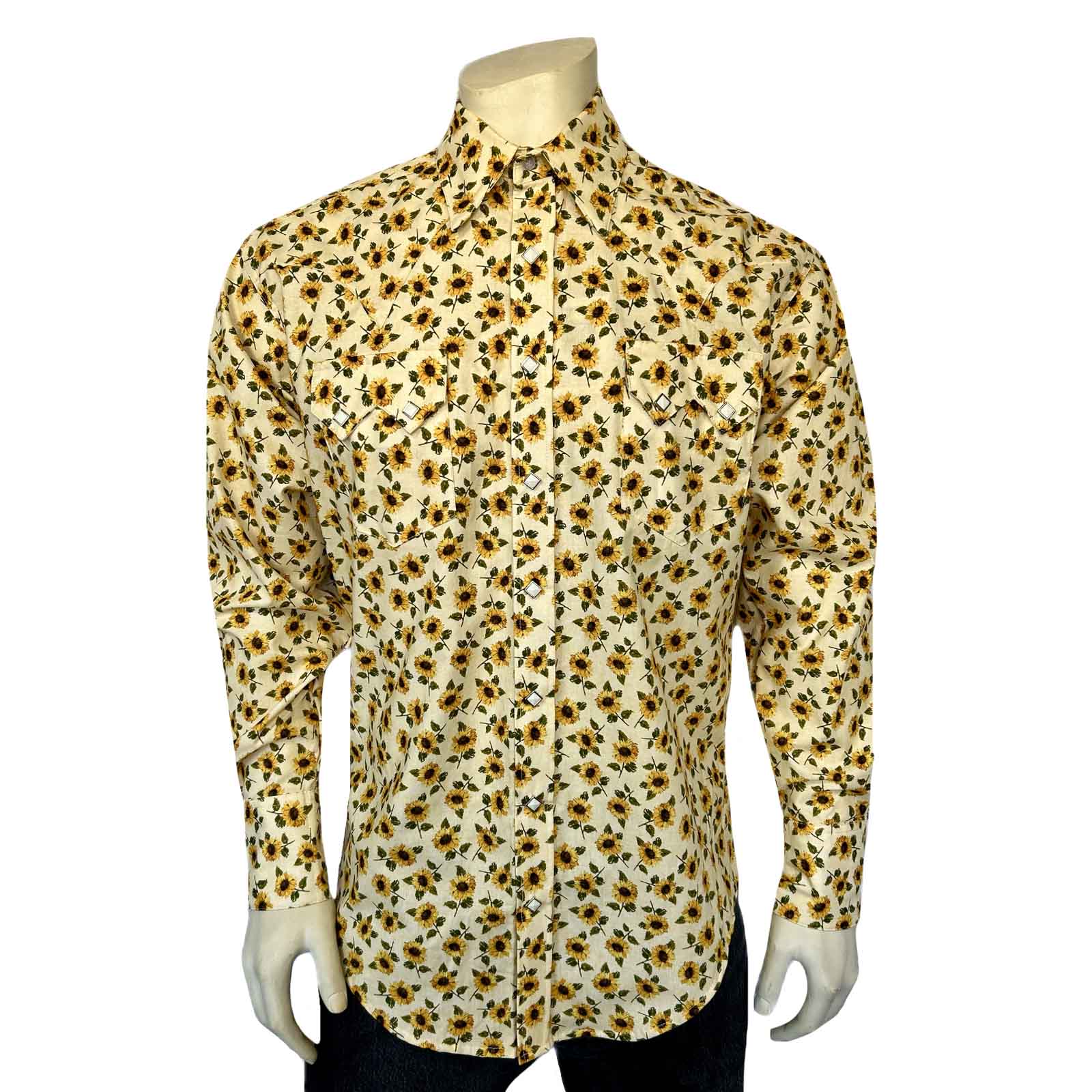 Rockmount Men's Vintage Yellow Sunflower Print Western Shirt Rockmount Men's Vintage Yellow Sunflower Print Western Shirt