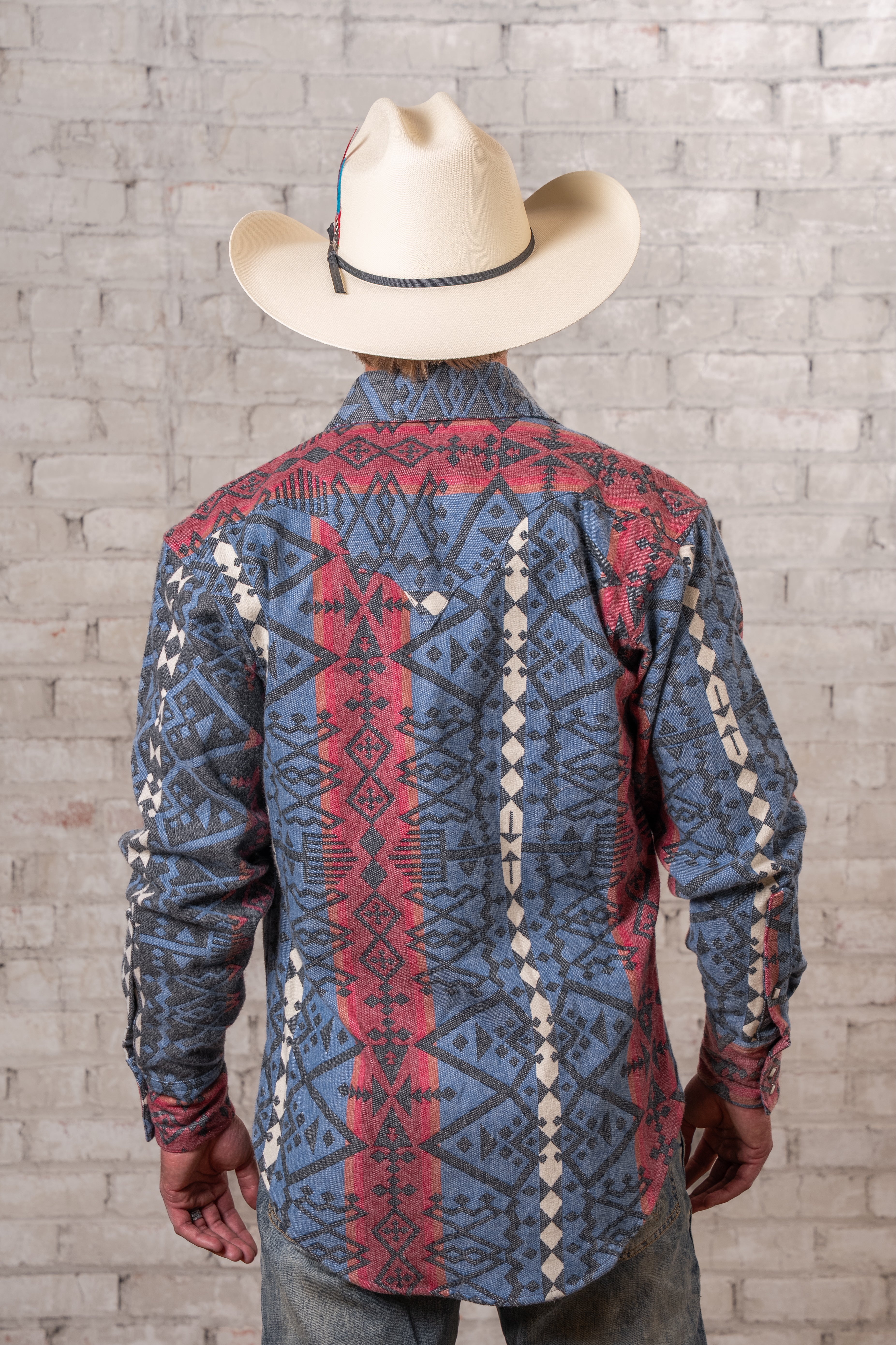 Rockmount Black, Red & Blue Native Print Premium Flannel Western Shirt
