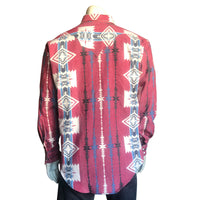 Men's Premium Flannel Jacquard Western Shirt in Red & White