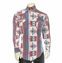 Men's Premium Flannel Jacquard Western Shirt by Rockmount Ranch Wear in vintage plaid with sawtooth pocket