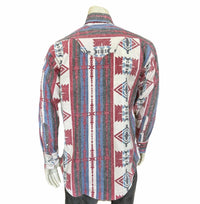 Men's Premium Flannel Jacquard Western Shirt by Rockmount Ranch Wear in vintage natural red and black plaid