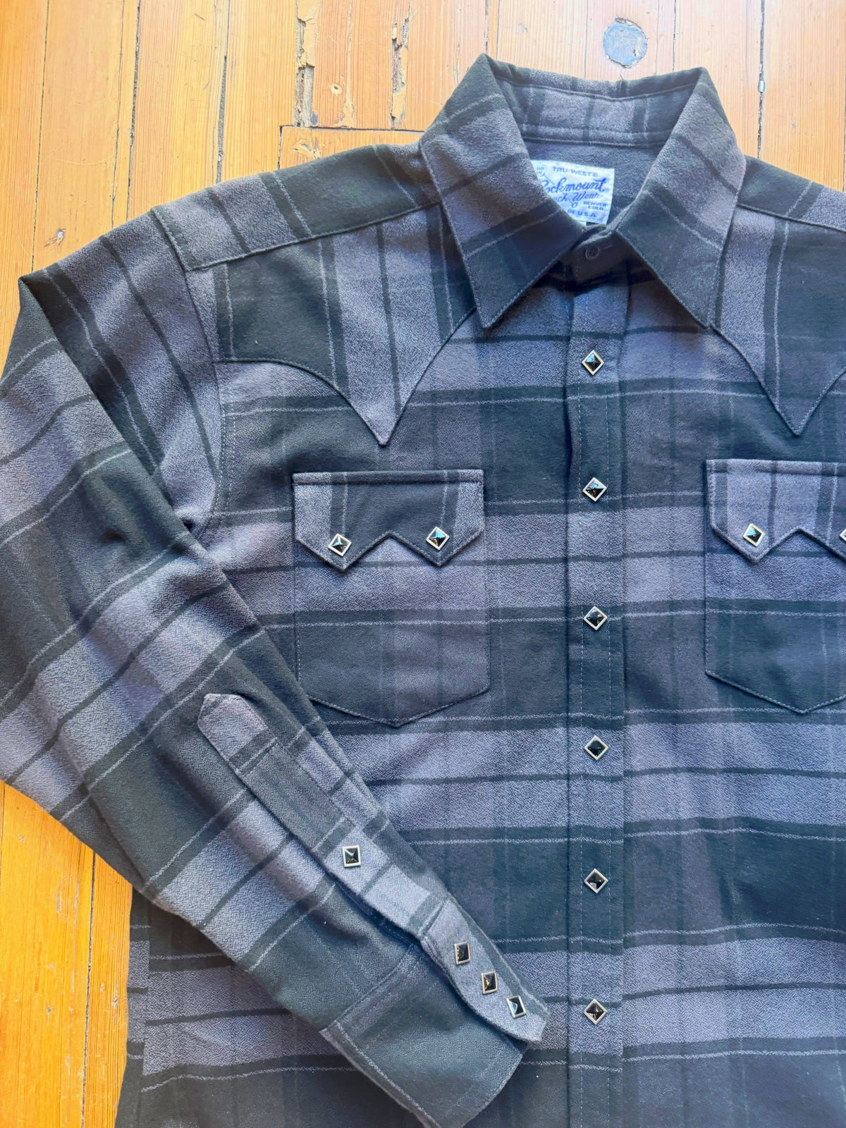 Men's Plush Flannel Black Plaid Western Shirt