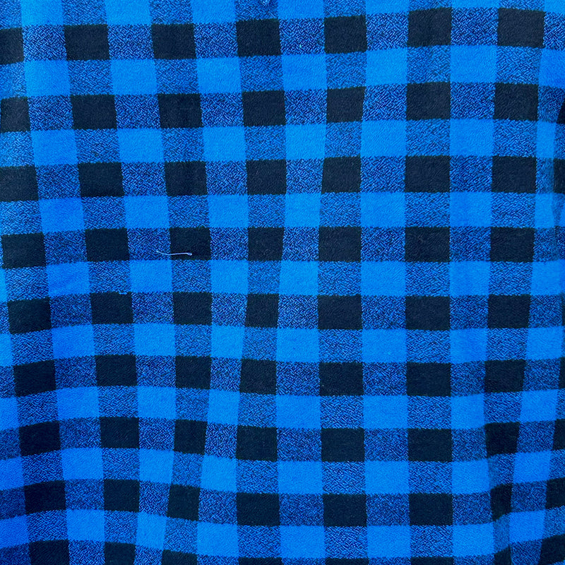 Men's Plush Flannel Blue & Black Buffalo Check Western Shirt